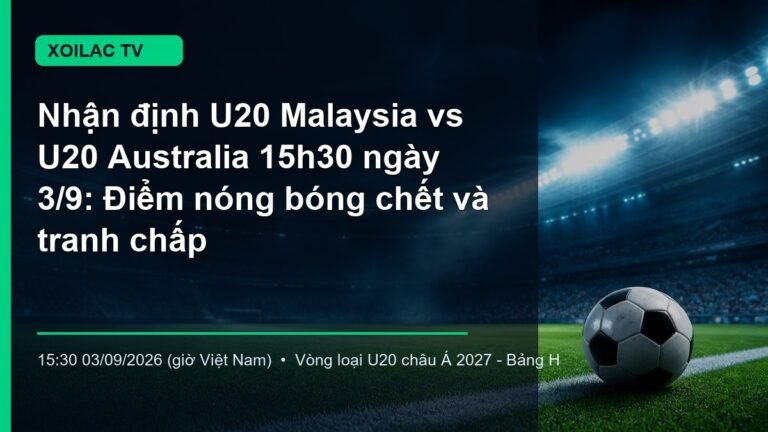 Cầu thủ U20 Malaysia và U20 Australia tranh chấp bóng trong trận đấu bảng H